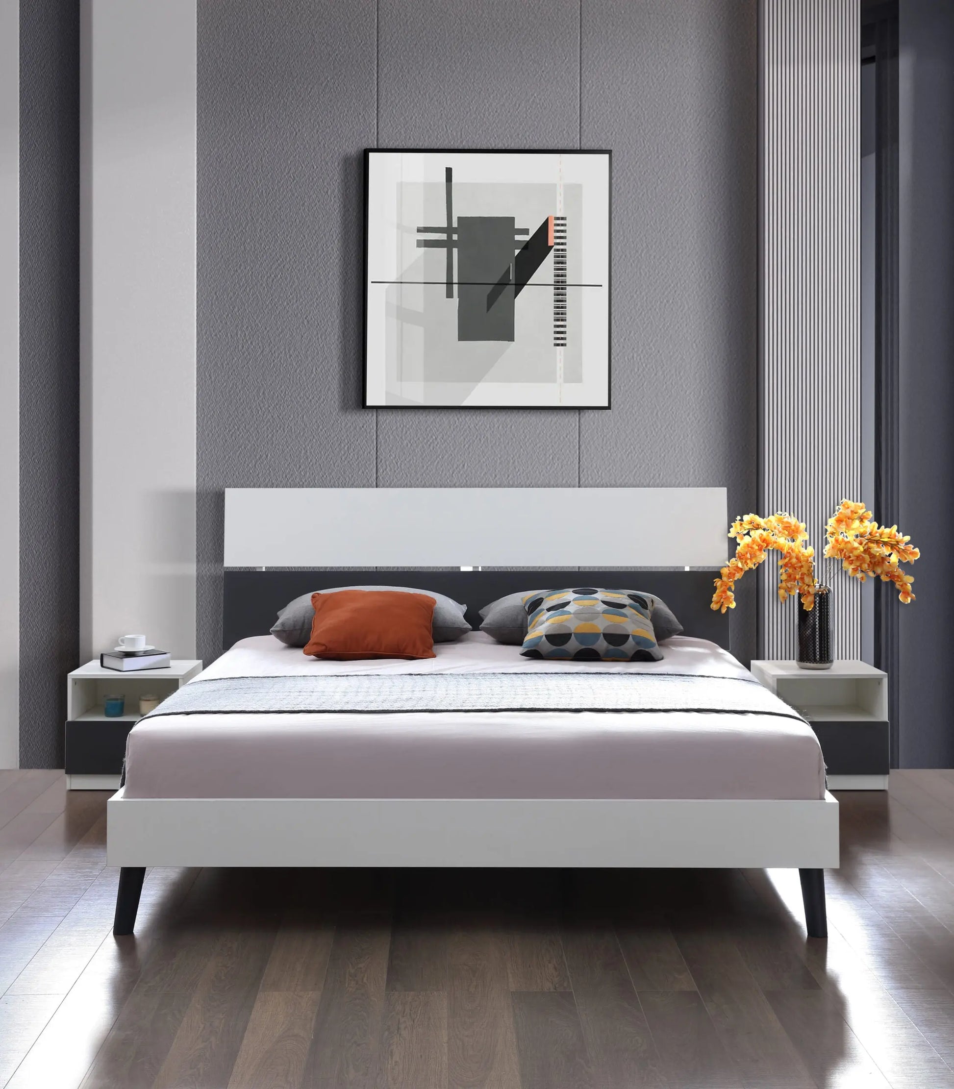 LIT 160X200 DZ32 BLANC GRIS LIVRE DES AUJOURD