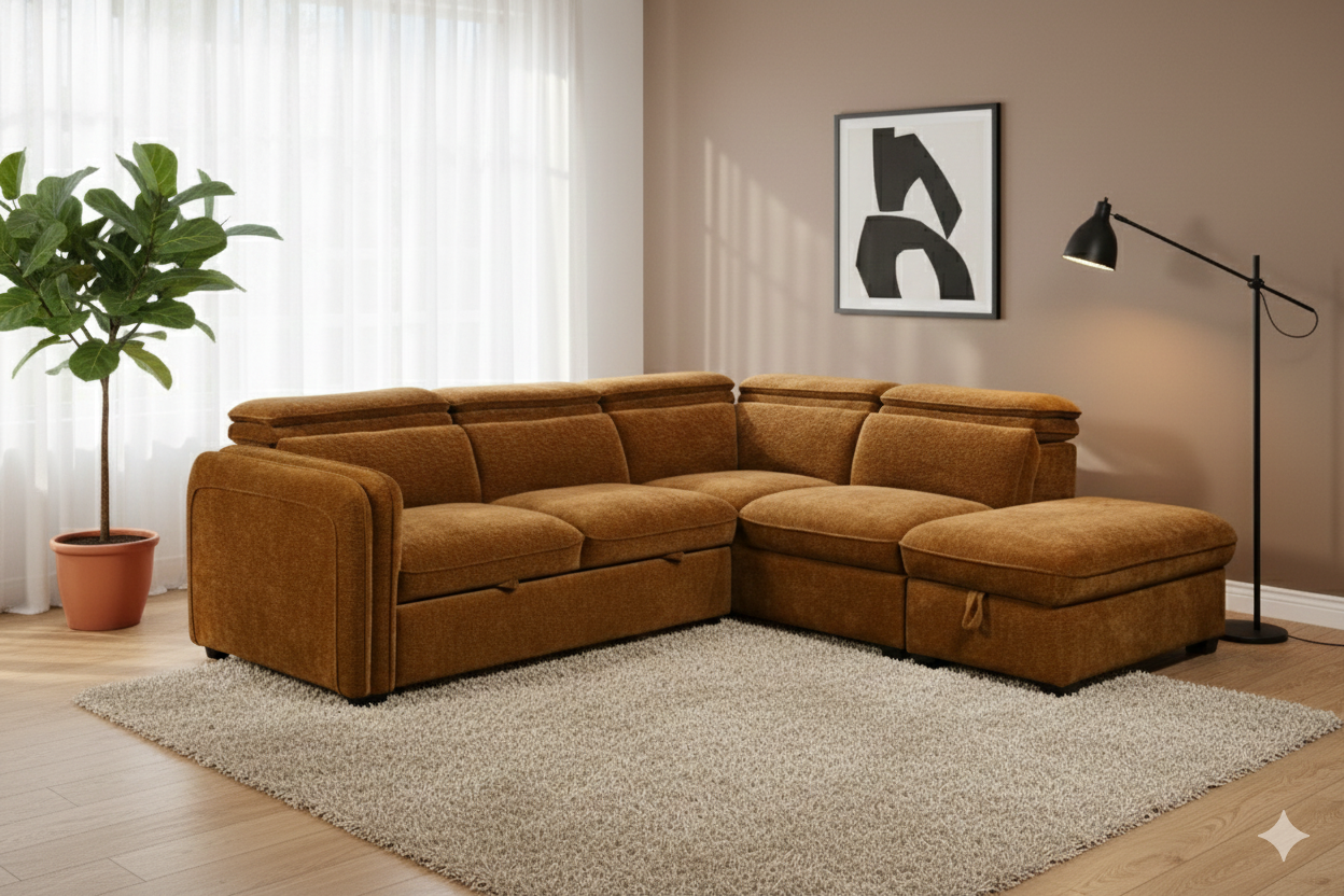 SALON ANGLE CONVERTIBLE /COFFRE KF7845 257X231X81