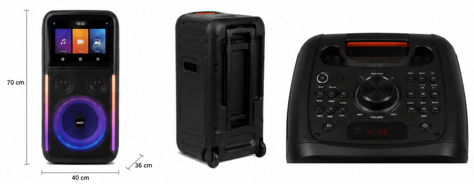 ENCEINTE BT RECH. 2x5W+2x15W 40W BASS ECRAN 10'' SMART - kashkazi976.yt