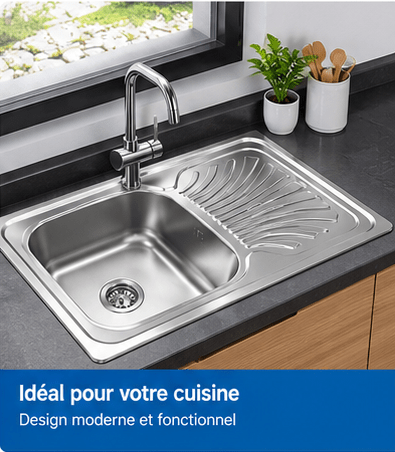 Evier inox apparent 1.5 m x 0.5m - kashkazi976.yt