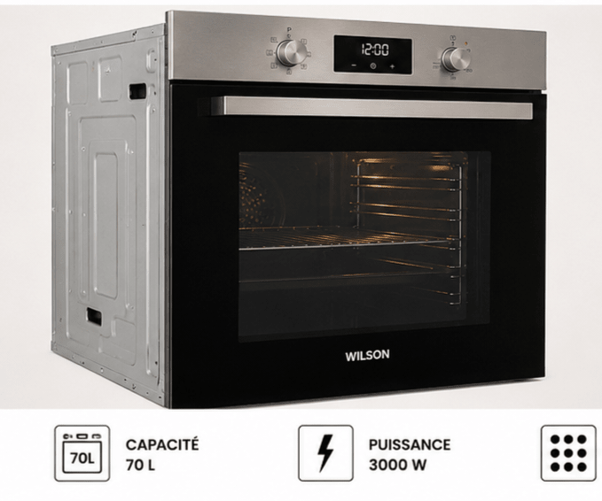 FOUR ENCASTRABLE WILSON WF70M10CATX - 70L/3000W/ 9 FONCTIONS/CATALYSE - kashkazi976.yt
