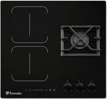 PC MIXTE 1F GAZ 2F INDUC. 60CM BLACK GLASS FROMATIC - kashkazi976.yt