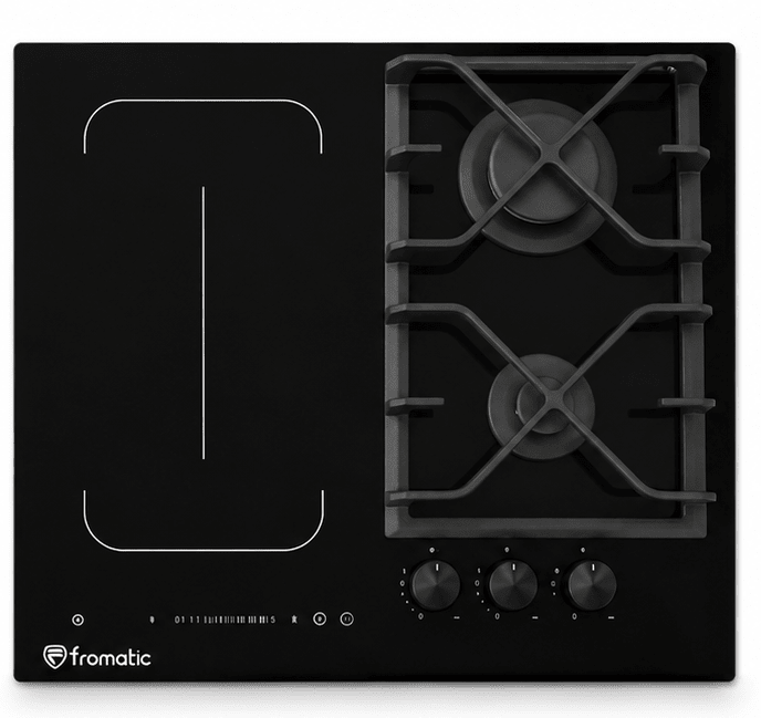 PC MIXTE 2F GAZ 2F INDUC. 60CM BLACK GLASS FROMATIC - kashkazi976.yt