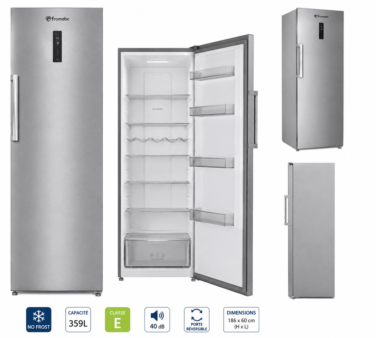 REFRIGERATEUR 1P 359L N.FROST E INOX FROMATIC - kashkazi976.yt