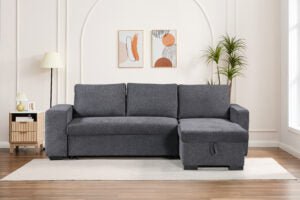 SALON ANGLE CONVERTIBLE /COFFRE ZY2165 239X144X77 AVEC 2 POUFS - kashkazi976.yt