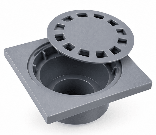SIPHON DE SOL CARRÉ PVC 150 × 150 MM GRIS KMEI – LY662-15G - kashkazi976.yt