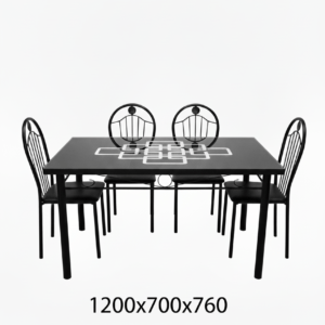 TABLE /4 CHAISES MF003 NOIR FER FORGE 1200X700X760 - kashkazi976.yt