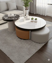 TABLE BASSE/2 800X800 500X500 AVEC 4 TABOURET - kashkazi976.yt