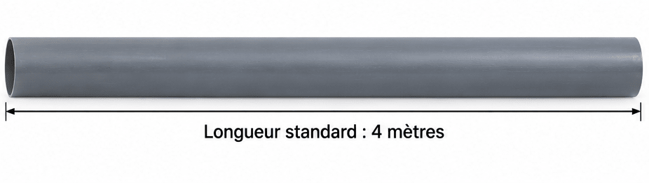 TUYAU PVC D’ÉVACUATION Ø 100 MM – GRIS – LONGUEUR 4 M - kashkazi976.yt