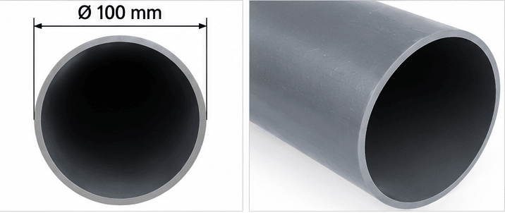 TUYAU PVC D’ÉVACUATION Ø 100 MM – GRIS – LONGUEUR 4 M - kashkazi976.yt