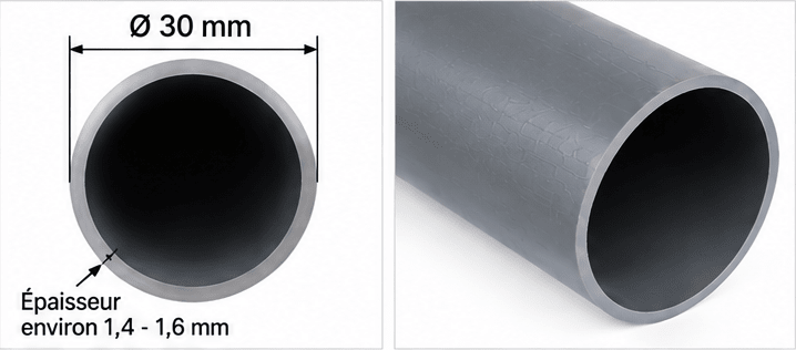 TUYAU PVC D’ÉVACUATION Ø 30 MM – GRIS – LONGUEUR 4 M - kashkazi976.yt
