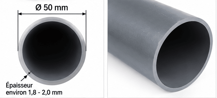 TUYAU PVC D’ÉVACUATION Ø 50 MM – GRIS – LONGUEUR 4 M - kashkazi976.yt